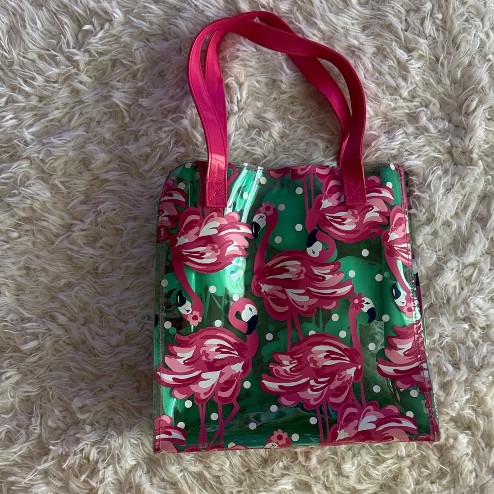 Gymboree Green Tote with Pink Flamingo Print